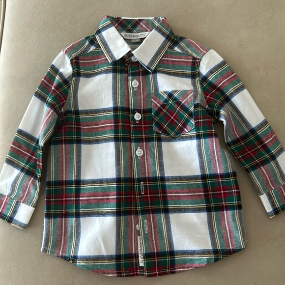 ruggedbutts Other - Boys button up plaid Christmas dress shirt 18-24 months new nwot never worn